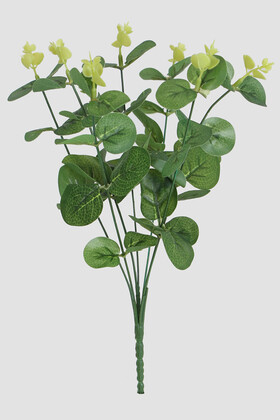 Yapay Çiçek Deposu - 7 Dal Plastik Okaliptus Demeti 33 cm Parlak Yeşil