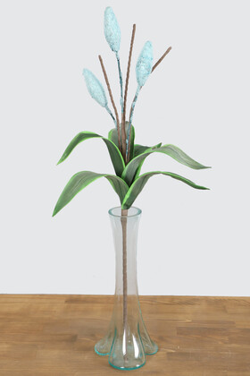 Yapay Çiçek Deposu - Exclusive Lateks İri Yapraklı Egzotik Uzun Dal 95 cm Mavi
