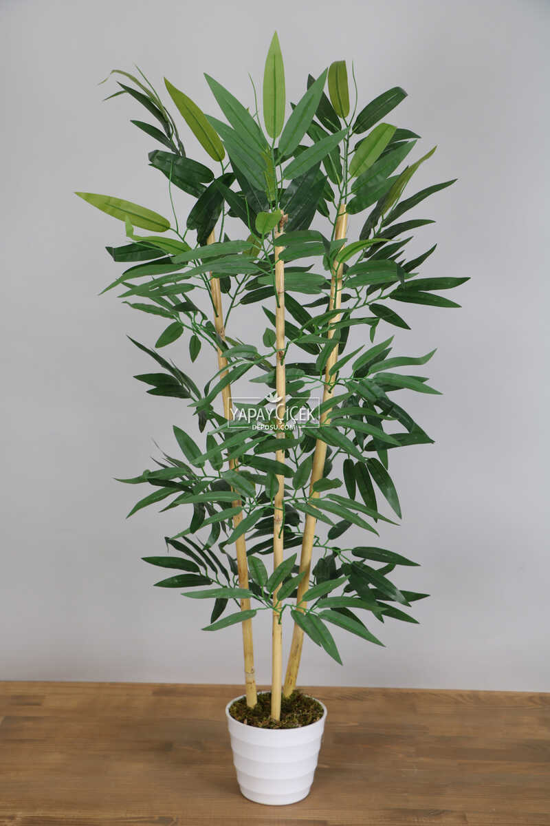 Yapay Bambu Ağacı 120 Cm İri Yapraklı Melamin Saksılı Model