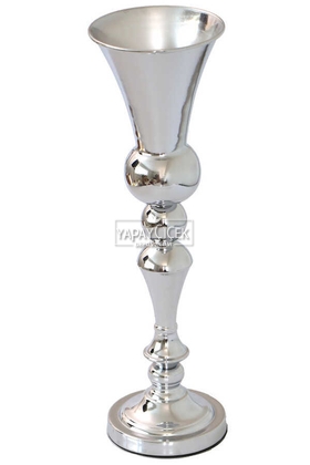 Yapay Çiçek Deposu - Dekoratif Metal Vazo Lido 56cm Gümüş