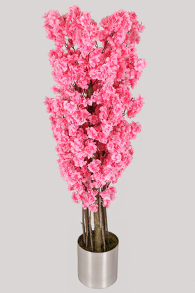 Yapay Çiçek Deposu - Metal Saksıda Yapay Bahar Dalı Ağacı 150 cm Pembe