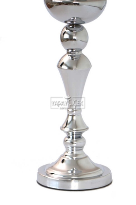 Dekoratif Metal Vazo Kato 58cm Gümüş - Thumbnail