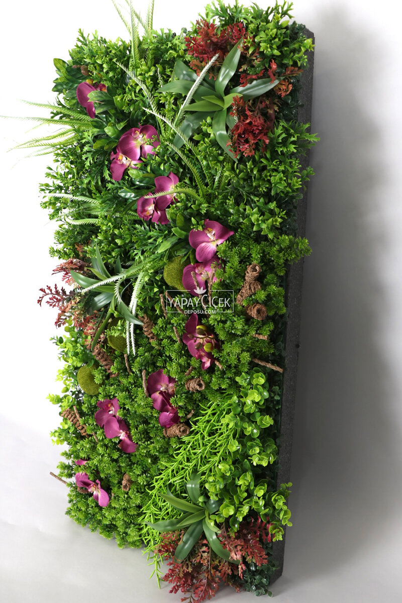 Yapay Dikey Bitki Hazır Duvar Paneli 50x100 cm Model 3 Duvar
