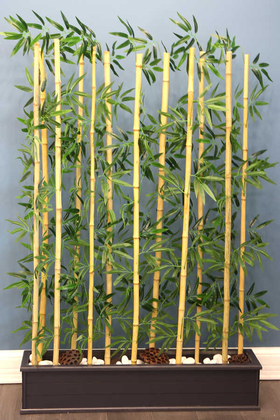 12 Bambulu Ahşap Saksıda Bambu Seperatör (20x100x160cm) - Thumbnail