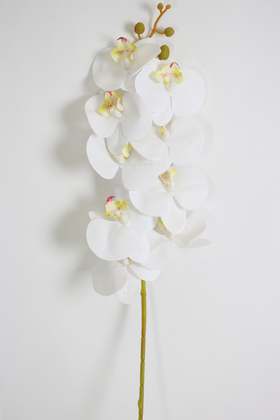 Yapay Dal Baskılı Orkide Çiçeği 88 cm Beyaz Fıstık - Thumbnail