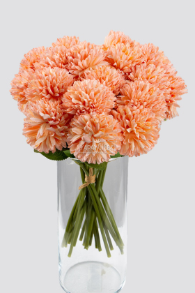 Yapay Çiçek Top Krizantem 7li Mini Kartopu Demeti 30 cm Somon - 2