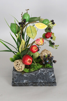 Dekoratif Ahşap Kutuda Yapay Meyve Aranjmanı (19cmx24cmx40cm) - Thumbnail