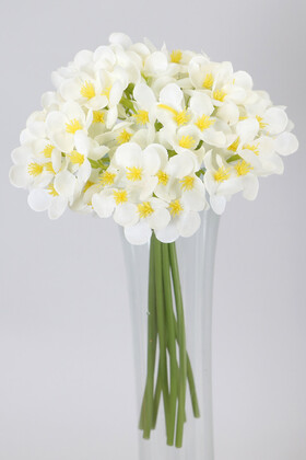 Yapay Çiçek Deposu - Kaliteli Yapay Mine Çiçekli Buket 26 cm Beyaz