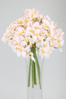 Yapay Çiçek Deposu - Kaliteli Yapay Mine Çiçekli Buket 26 cm Pudra