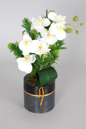 Yapay Çiçek Deposu - Exclusive Saksıda 7 Kandilli Mini Yapay Islak Orkide Tanzimi 30 cm