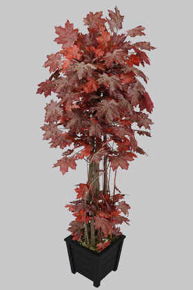 Yapay Çiçek Deposu - Yapay Ağaç 4 Gövdeli Sonbahar Çınar Ağacı 180 cm Kızıl