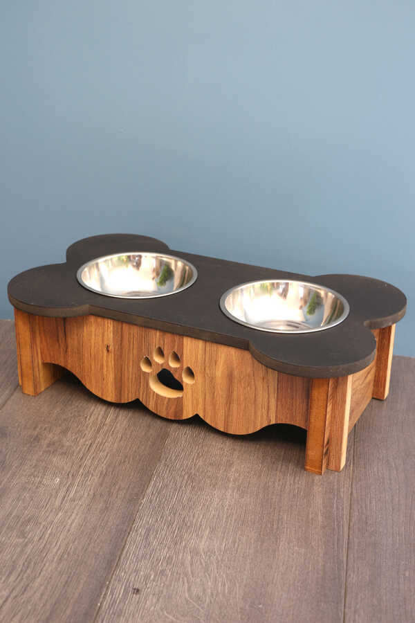 celik kaseli ahsap pati desenli kedi mama ve su kabi no 2 hobi yapay cicek deposu