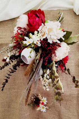 Yapay Çiçek Deposu - Kırmızı Beyaz Güller Şöleni 2li Set