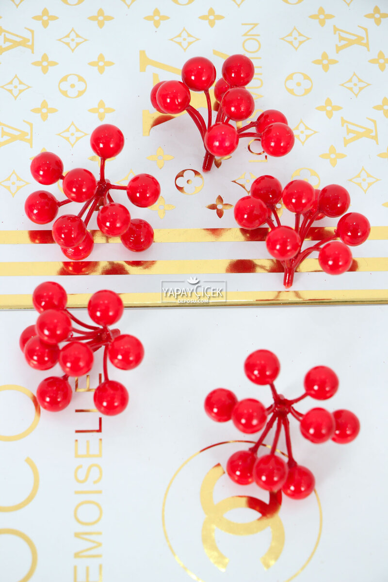 Yapay Kafa Yelpaze Kokina Yeni Yıl Süsü 6 Cm (9 Kandilli) 5li Paket