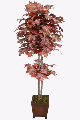 Yapay Çiçek Deposu - Yapay Ağaç Sonbahar Çınar Ağacı 170 cm Kızıl