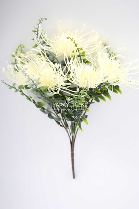 Yapay Çiçek Deposu - Yapay Polen Demeti Pincushion Beyaz