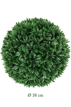 Yapay Çiçek Deposu - Defne Yapraklı Şimşir Top 38 cm Koyu Yeşil