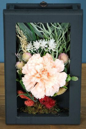 Yapay Çiçek Deposu - Dekoratif Çiçekli Çerçeve Tablo 15cmx24cm Kod:107