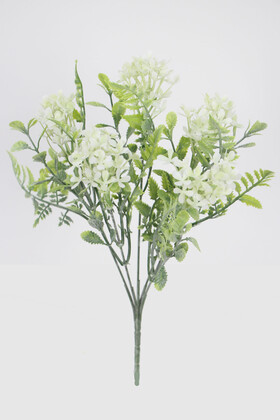 Yapay Çiçek Deposu - Yapay Mineli Tozlu Bitki Demeti Beyaz