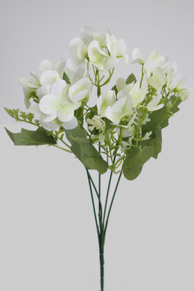 Yapay Çiçek Deposu - Yapay Küçük Islak Ortanca Demeti 32 cm Beyaz