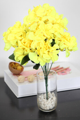 Yapay Çiçek Deposu - Yapay 7 Dallı Ortanca Demeti 35 cm Sarı