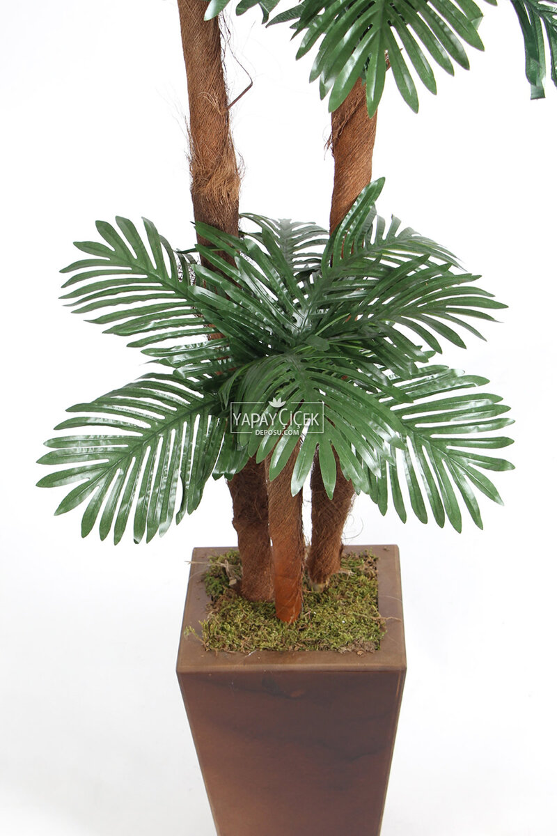 Kokos Gövdeli Yapay Kumaş Yapraklı Areka Ağacı 180 cm