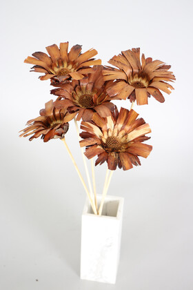 Yapay Çiçek Deposu - Kuru Çiçek 5li Afrika Çiçeği 42 cm