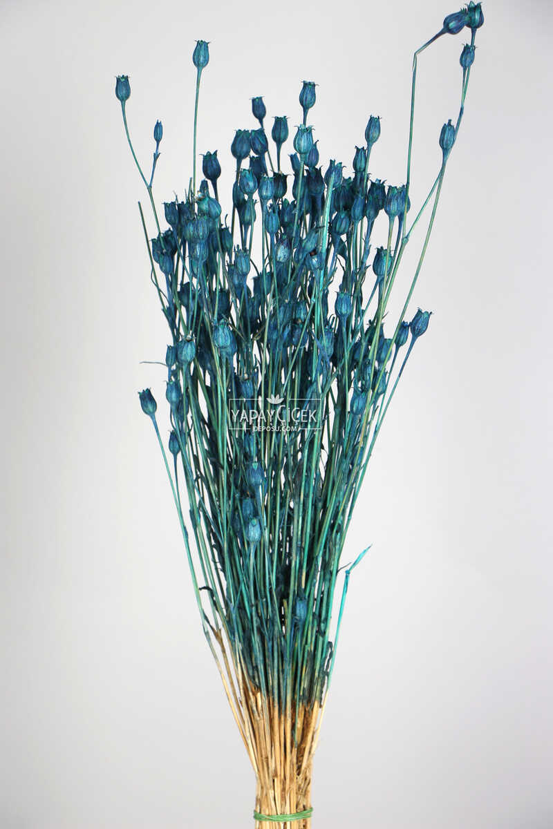 Kuru Çiçek Vazo Çiçeği 55 cm Mavi