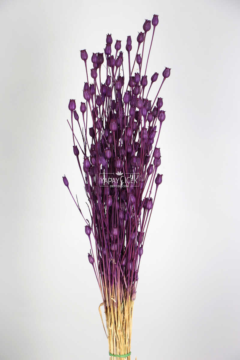 Kuru Çiçek Vazo Çiçeği 55 cm Mor