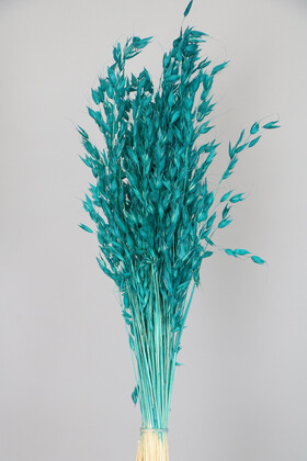 Yapay Çiçek Deposu - Kuru Çiçek Yulaf Otu Demeti 50 cm Petrol Yeşili