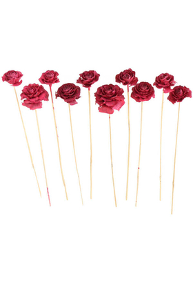 Yapay Çiçek Deposu - Cedar Rose 10lu Demet 45 cm Vişne Çürüğü