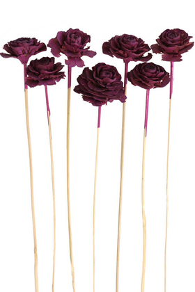 Yapay Çiçek Deposu - Cedar Rose 7Li Demet 45 cm Erguvan