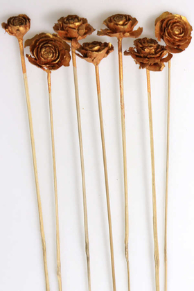 Yapay Çiçek Deposu - Cedar Rose 7li Demet 45 cm Bakır