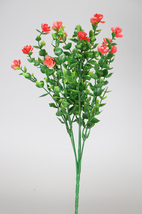 Yapay Çiçek Deposu - Yapay Çiçekli Kıtır Yeşillik Demeti Kırmızı