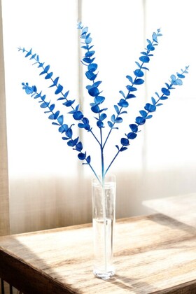 Yapay Retro Pastel Okaliptus Dalı 80 cm Lacivert - Yapay Çiçek Deposu