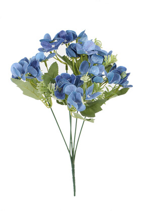 Yapay Çiçek Deposu - Yapay Küçük Islak Ortanca Demeti 32 cm Lacivert