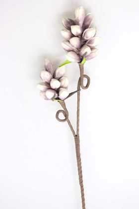 Yapay Çiçek Deposu - Exclusive Yapay Çiçek Ara Dal Lateks Enginar 100 cm Mor-Beyaz