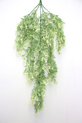 Yapay Çiçek Deposu - Yapay Kabarık Sarkıt Bitki 75 cm Yeşil-Beyaz