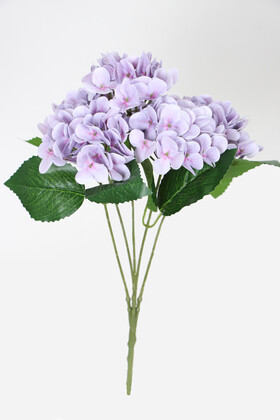 Yapay Çiçek Deposu - Yapay Lüx 5 Dallı Islak Ortanca Demeti 45 cm Lila