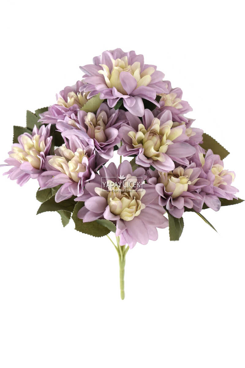 Gerçeğe Yakın Dahlia Yıldız Çiçeği 40 cm Lila Krem