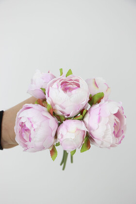 Yapay Çiçek 6lı ipek Peony Şakayık Gül Demeti 25 cm Lila - 5