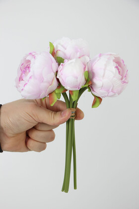 Yapay Çiçek 6lı ipek Peony Şakayık Gül Demeti 25 cm Lila - 6