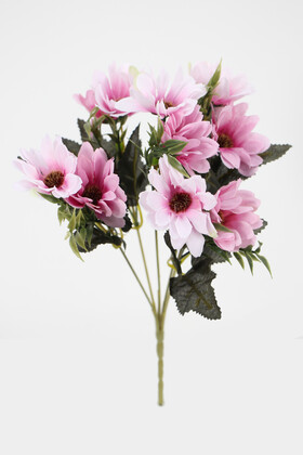 Yapay Çiçek Deposu - Yapay 10lu İri Papatya Demeti 30 cm Lila-Pudra