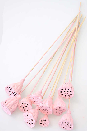 Yapay Çiçek Deposu - 10 Adet Orta Boy Saplı Lotus Plant Açık Pembe (Gerçek Lotus)
