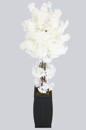 Yapay Çiçek Deposu - Lüx Saksıda Yapay Bahar Dalı Ağaç 180 cm Beyaz