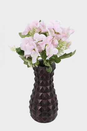 Yapay Çiçek Deposu - Lüx Beton Vintage Vazoda Yapay Ortanca Tanzimi 30 cm Pudra