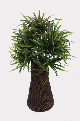 Yapay Çiçek Deposu - Lüx Eskitme Beton Sipiral Vazoda Succulent(Kaktüs) Demeti 35 cm