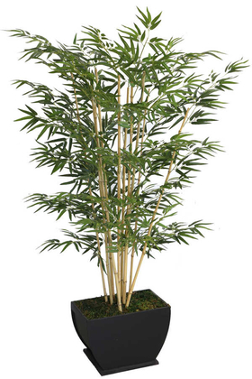 Yapay Çiçek Deposu - Lüx Saksıda Yapay Bambu Ağacı 160 cm 10 Gövdeli (1.Sınıf Kumaş Yapraklı)