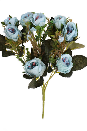 Yapay Çiçek Deposu - Yapay Lüx Ahtapot Gülü Demeti 33 cm Mavi
