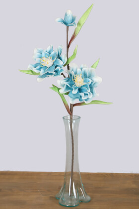 Yapay Çiçek Deposu - Exclusive Lateks İri Çiçekli Manolya Mavi